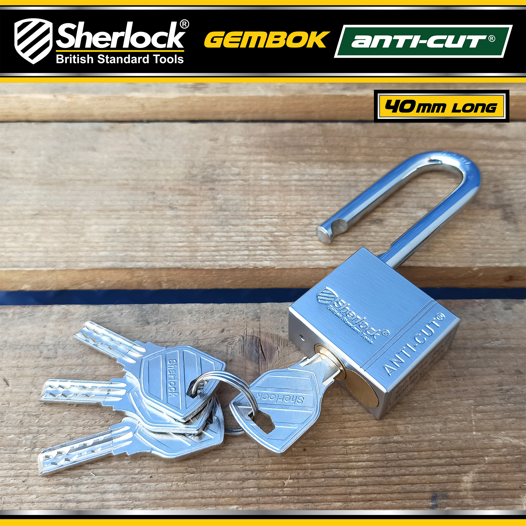 Sherlock Gembok ANTICUT 40mm (panjang) - NEW (08/24)