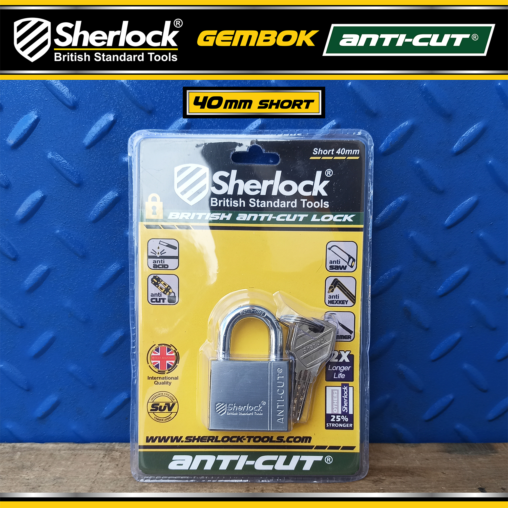 Sherlock Gembok ANTICUT 40mm (pendek) - NEW (11/23)