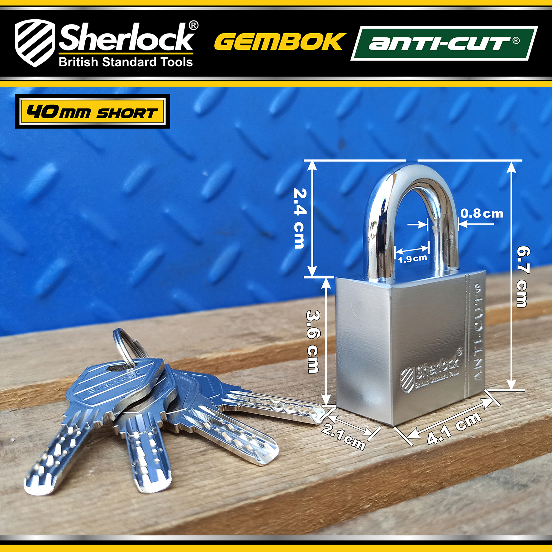 Sherlock Gembok ANTICUT 40mm (pendek) - NEW (11/23)