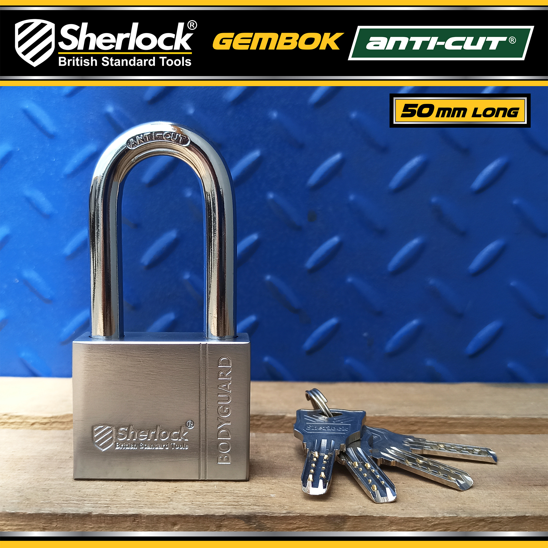 Sherlock Gembok ANTICUT 50mm (panjang) - NEW (08/24)