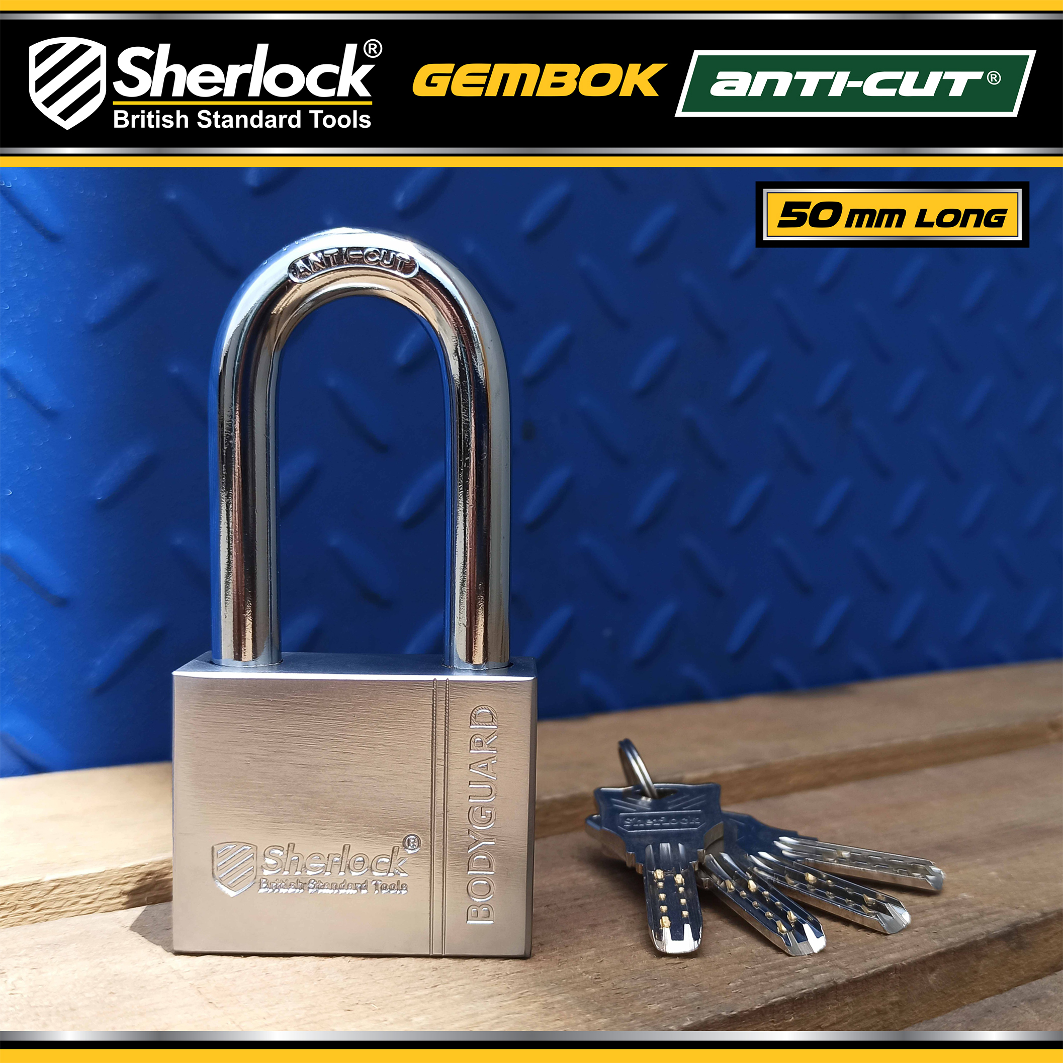 Sherlock Gembok ANTICUT 50mm (panjang) - NEW (08/24)