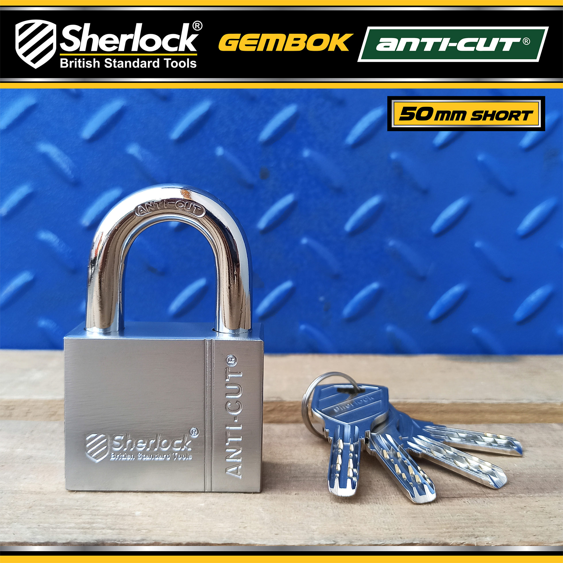 Sherlock Gembok ANTICUT 50mm (pendek) - NEW (06/23)