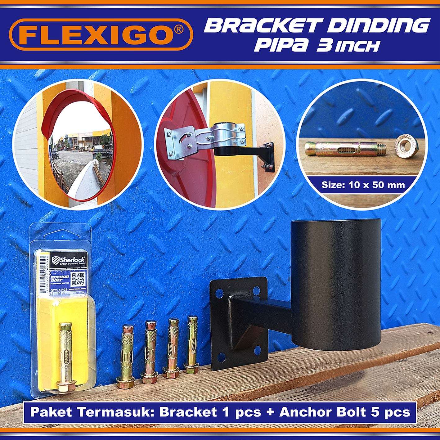 Bracket Dinding Mirror - 7.5 cm