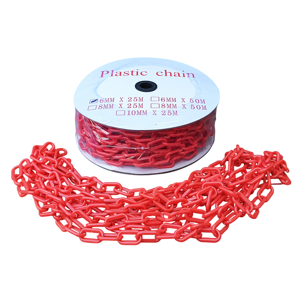 Rantai Plastik 6 mm x 25 Meter - Merah